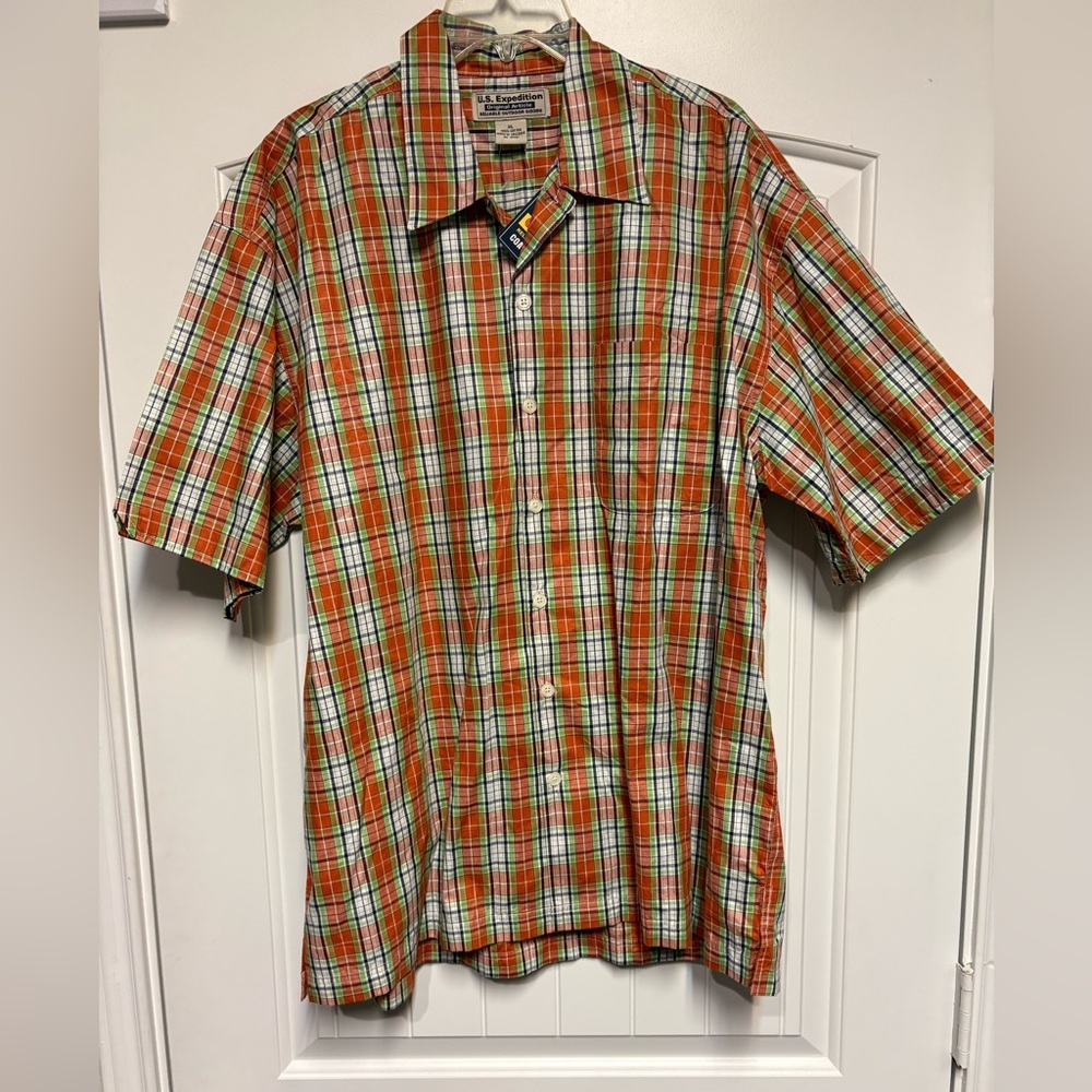 Classic Orange Plaid Men's Shirt